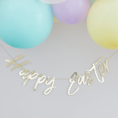 Gold Happy Easter Bunting Banner