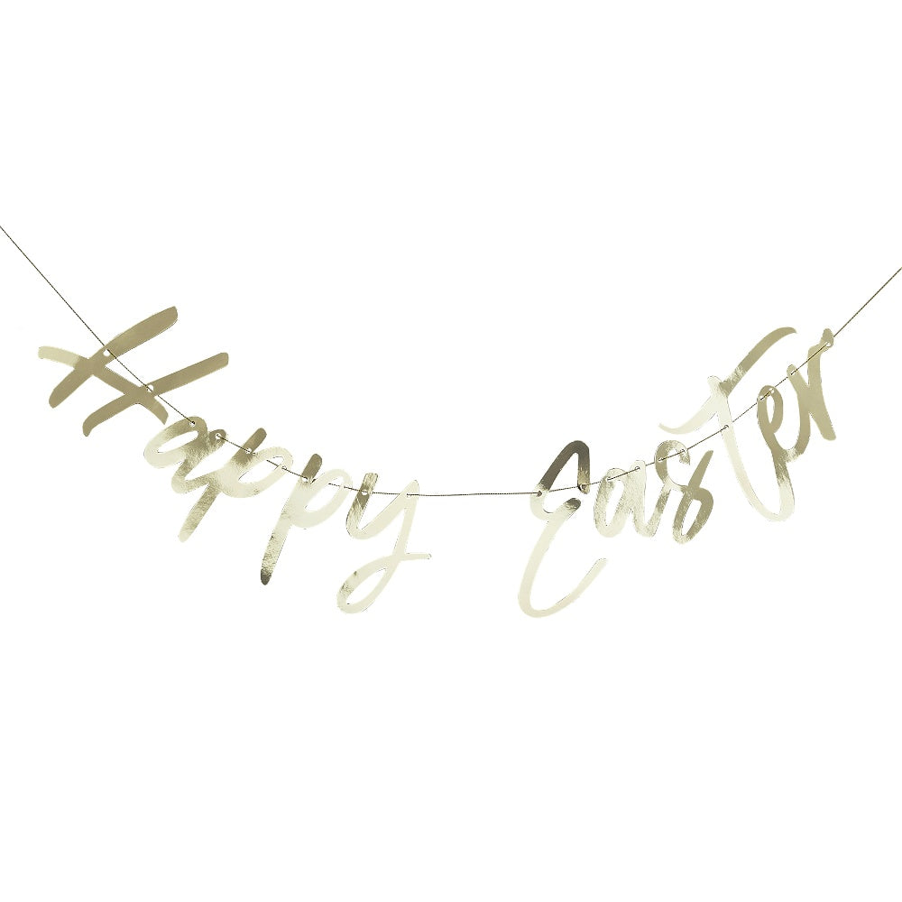 Gold Happy Easter Bunting Banner