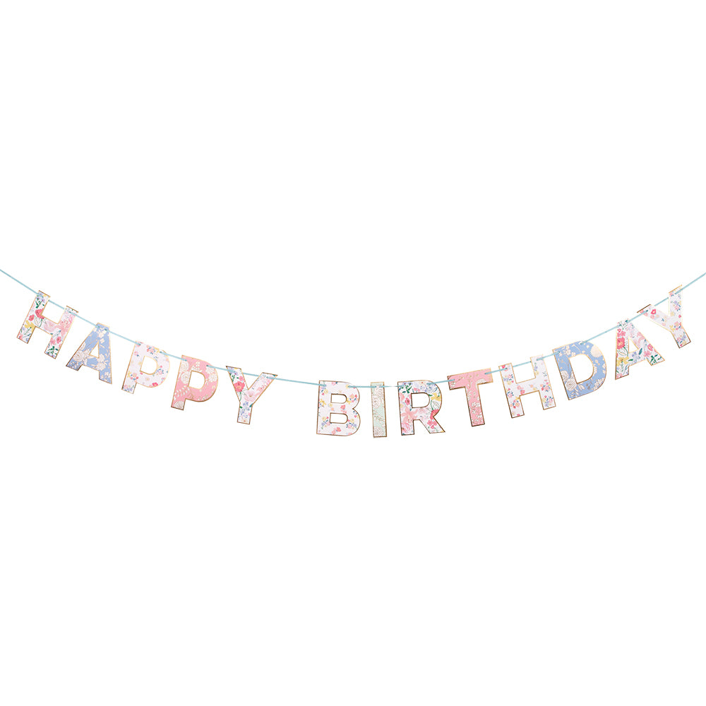 English Garden Happy Birthday Banner