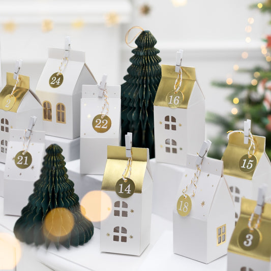 Gold Christmas Advent Calendar Houses