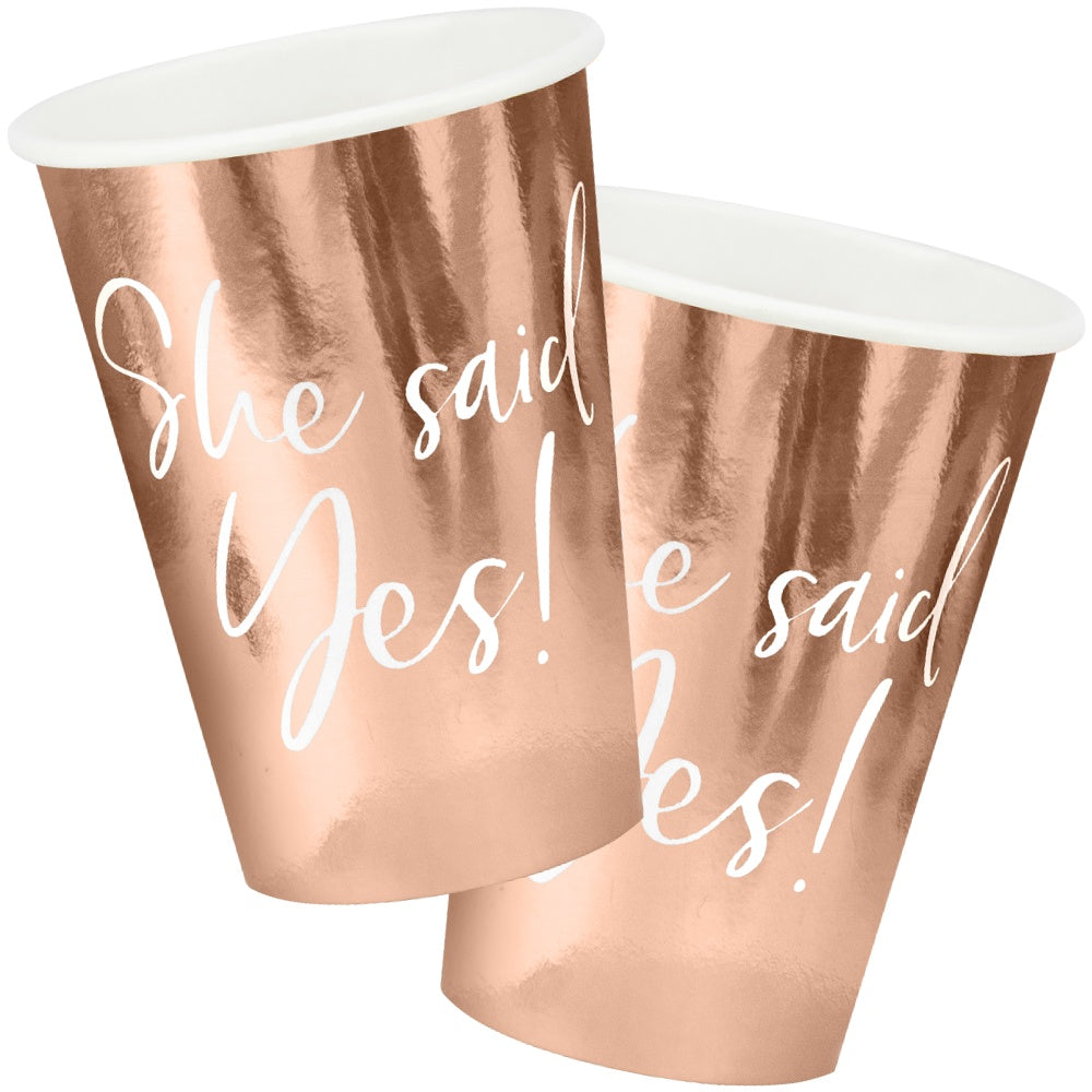 Rose Gold She Said Yes Paper Cups
