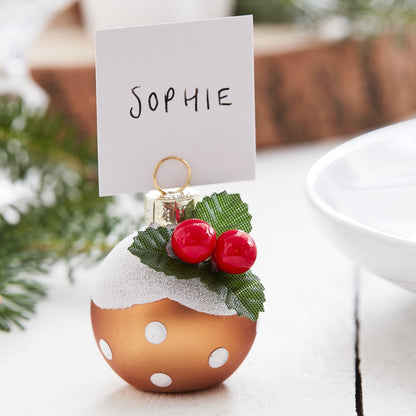 Christmas Pudding Bauble Place Card Holders