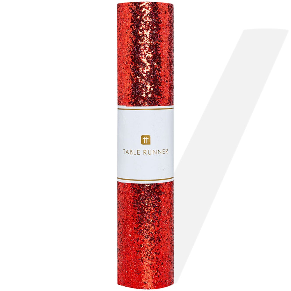 Luxe Red Glitter Table Runner