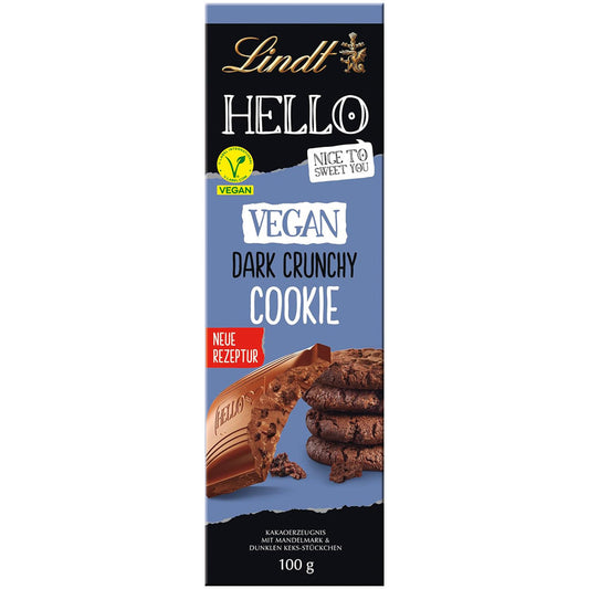 Lindt Hello Vegan Dark Crunchy Cookie Chocolate Bar