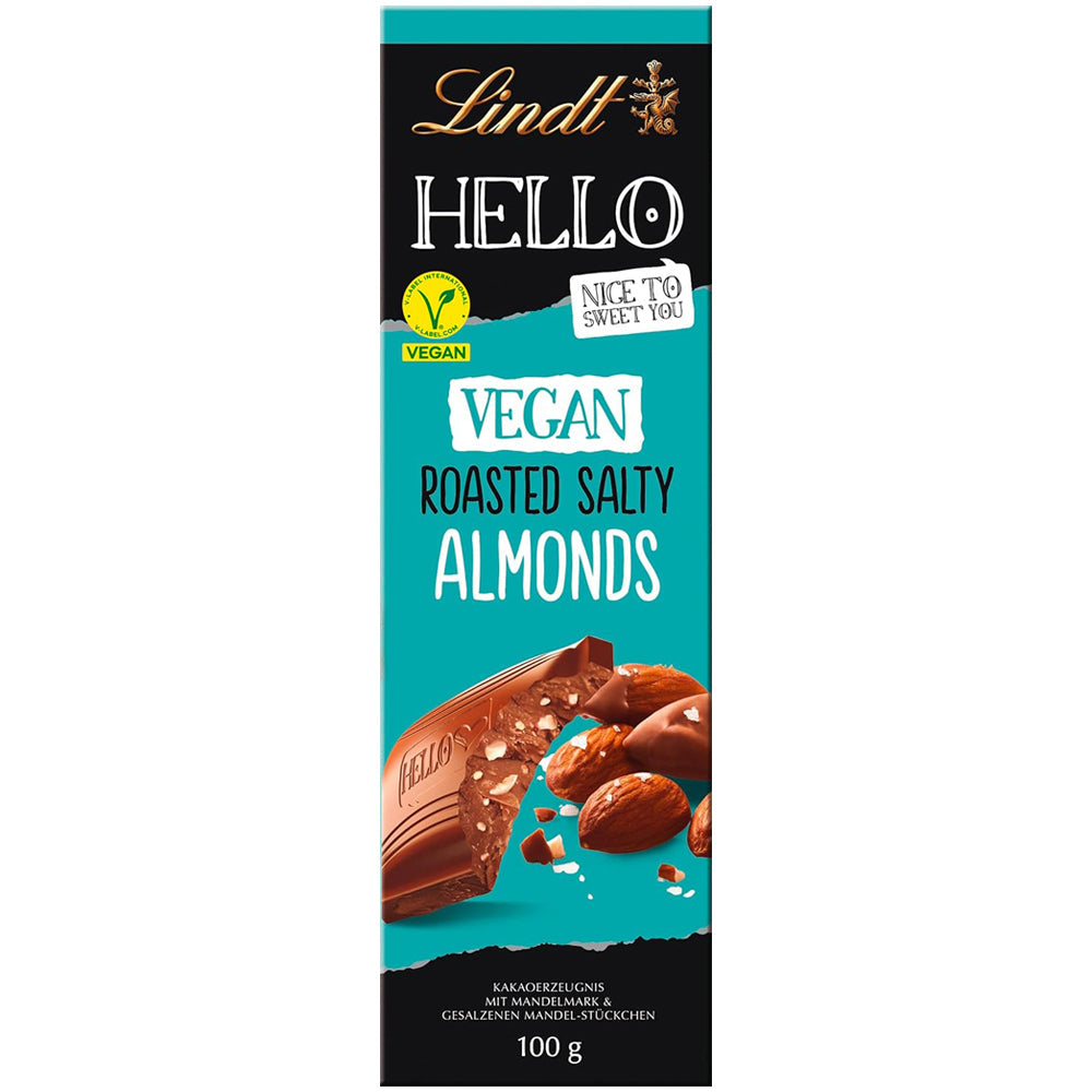 Lindt Hello Vegan Roasted Salty Almonds Chocolate Bar