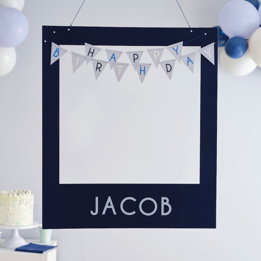 Customisable Blue Happy Birthday Photobooth Frame