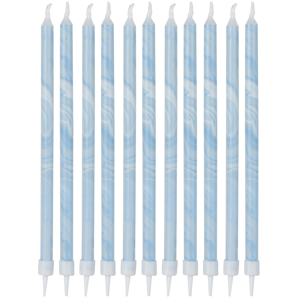 Blue Tall Marble Birthday Cake Candles