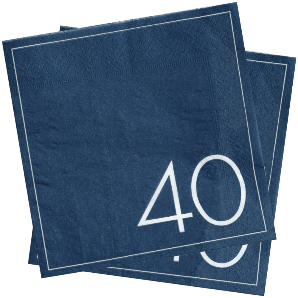 Navy 40th Birthday Milestone Paper Napkins
