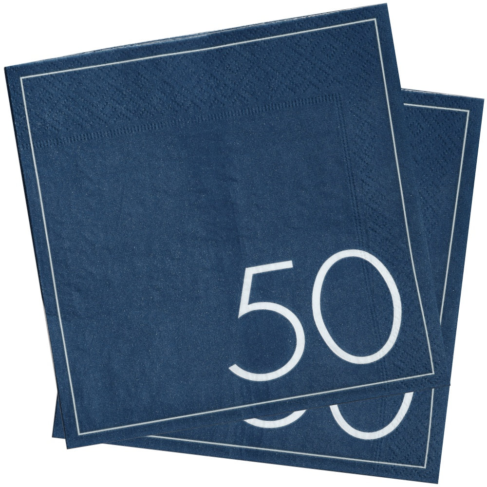 Navy 50th Birthday Milestone Paper Napkins
