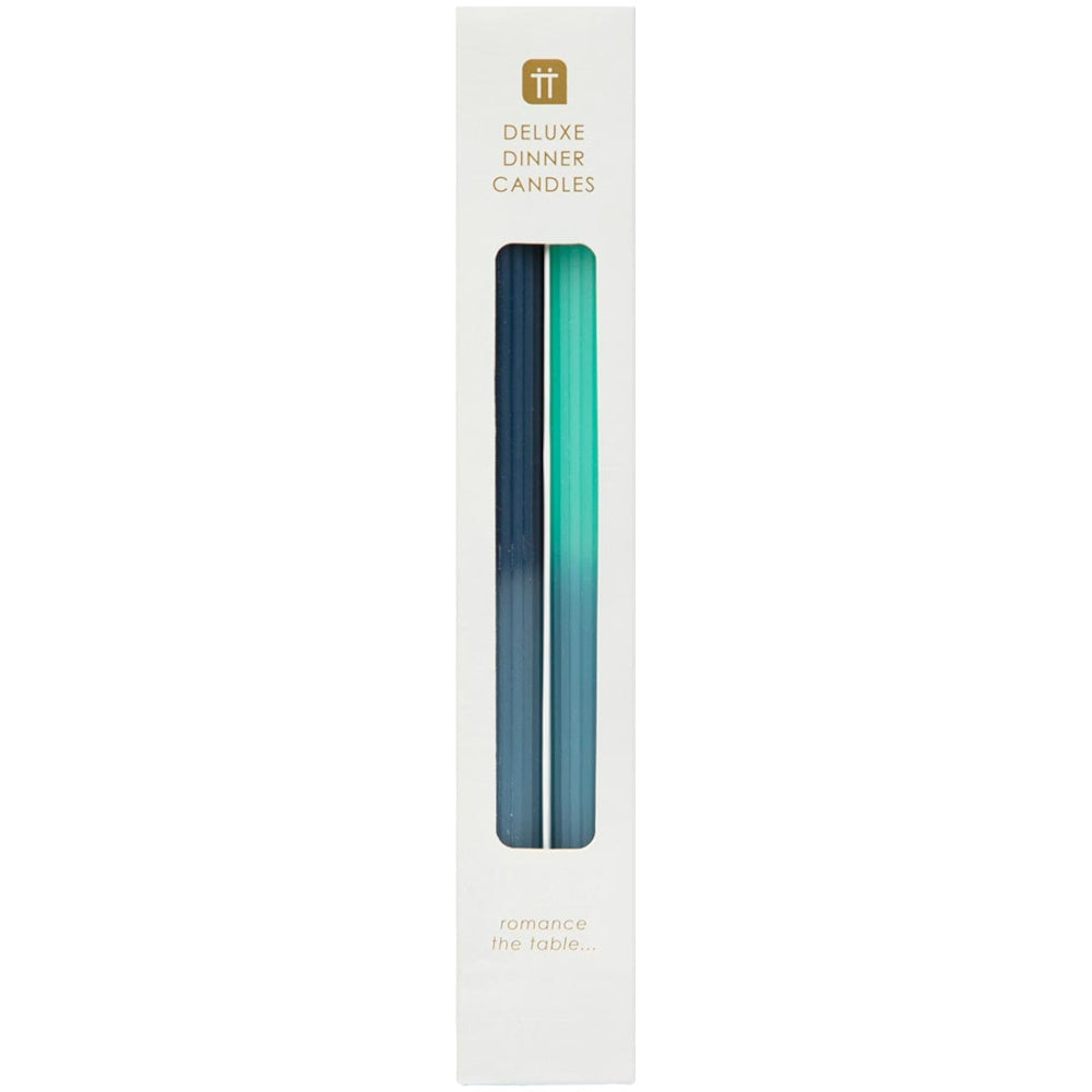 Marble 2 Tone Ombre Blue Dinner Candles