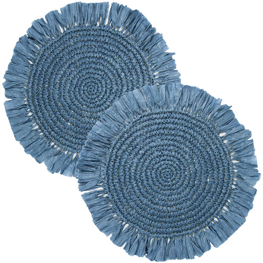 Natural Meadow Blue Raffia Placemat