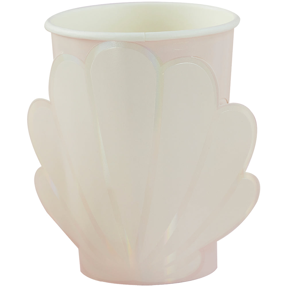 Iridescent and Pink Mermaid Shell Paper Cups