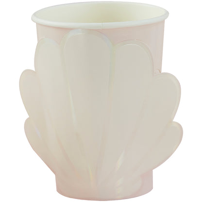 Iridescent and Pink Mermaid Shell Paper Cups