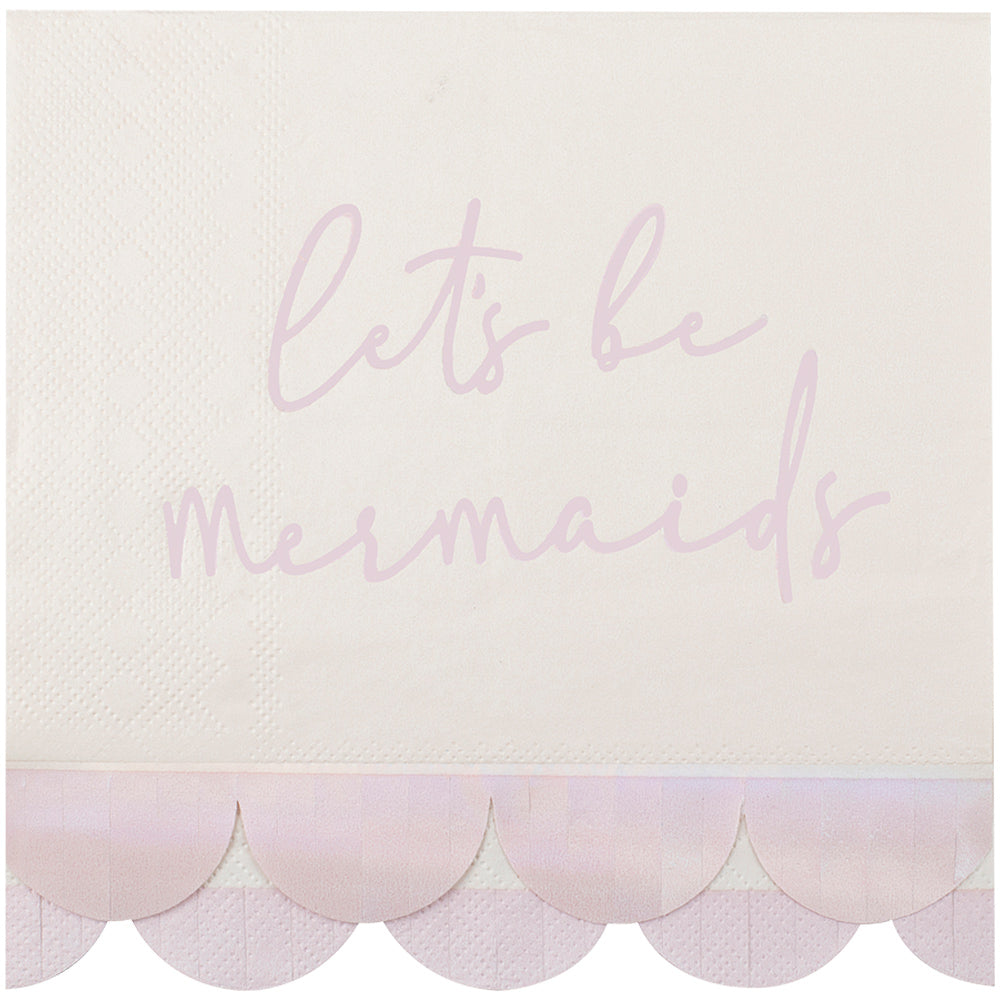 Iridescent and Pink Mermaid Paper Napkins