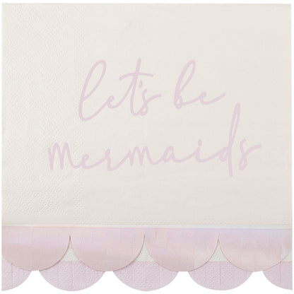 Iridescent and Pink Mermaid Paper Napkins
