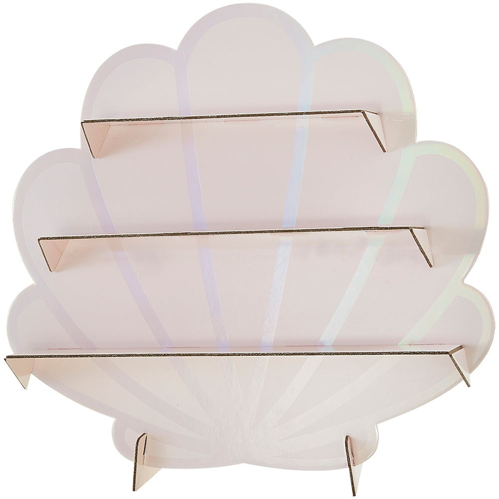Iridescent and Pink Mermaid Shell Shaped Treat Stand