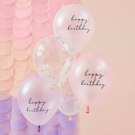 Pearlised Pink & Shell Confetti Balloon Bundle