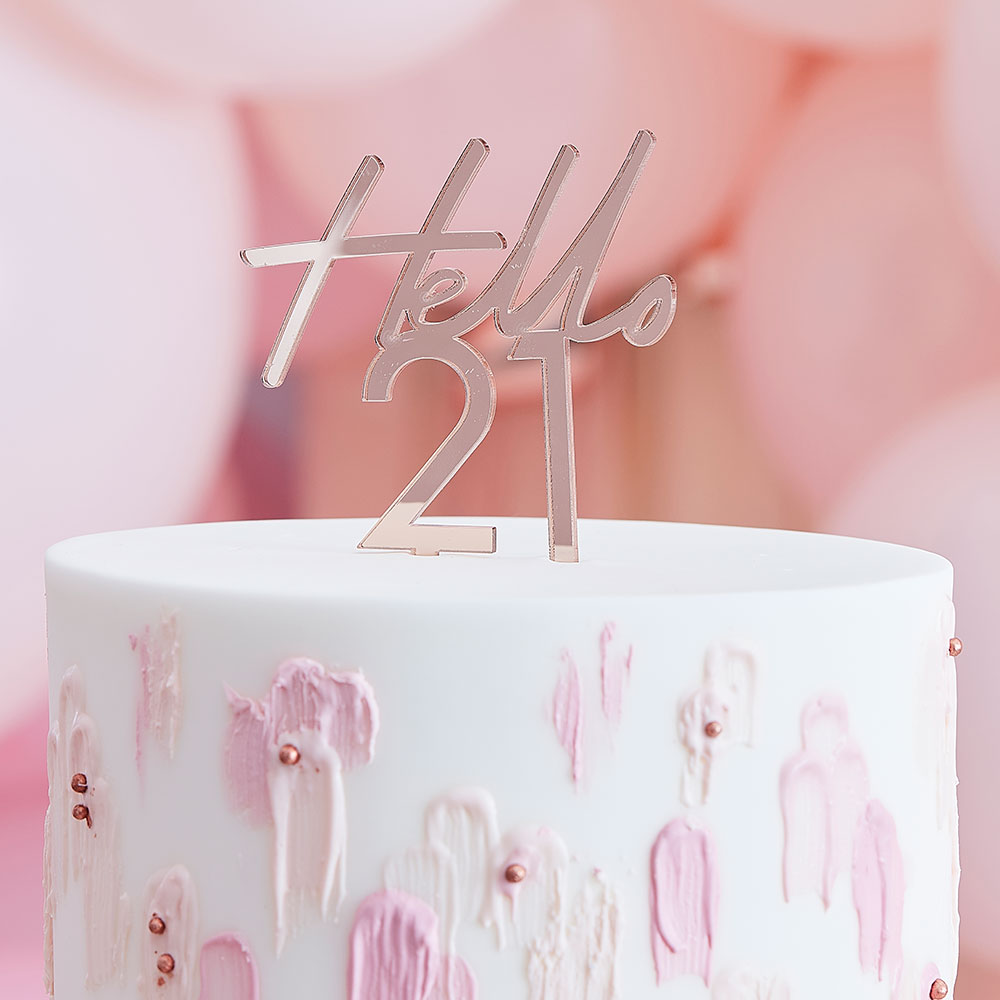 Hello 21 Birthday Cake Topper
