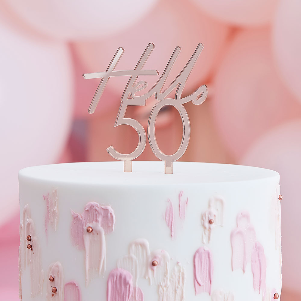 Hello 50 Happy Birthday Cake Topper