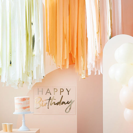 
Peach and Gold Streamer Ceiling Decoration