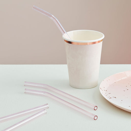 Pink Glass Reusable Straws