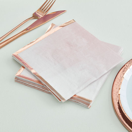 Pink Watercolour and Rose Gold Napkins