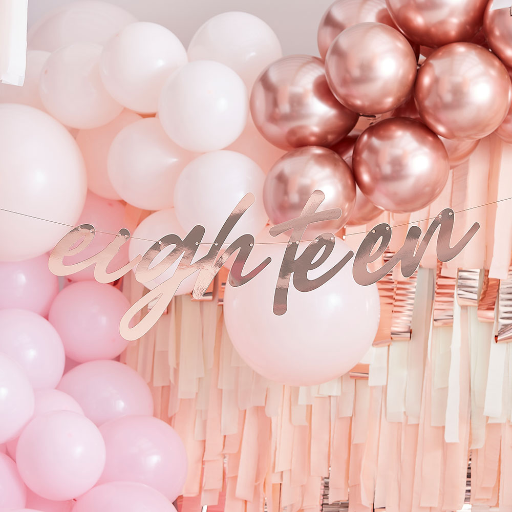 Rose Gold Eighteen 18th Birthday Banner