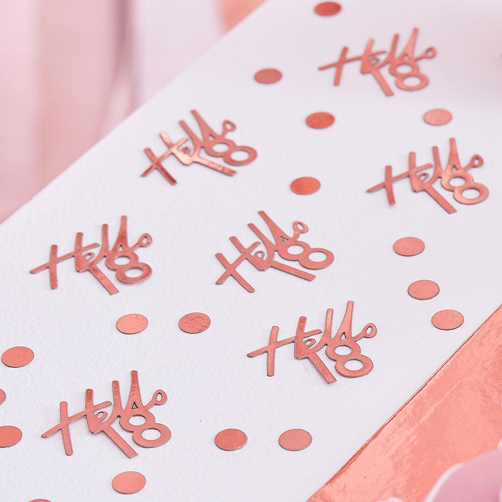 Rose Gold Hello 18 Birthday Confetti