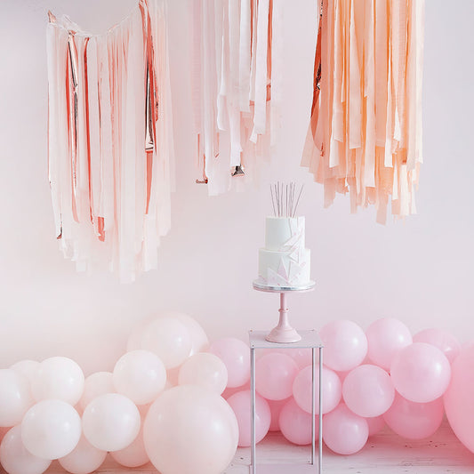 Blush and Rose Gold Streamer Ceiling Decoration