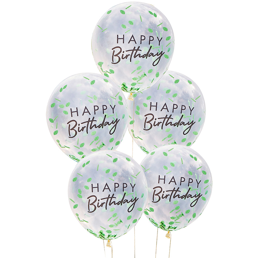 Happy Birthday Leaf Confetti Balloons