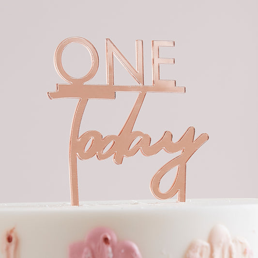Rose Gold One Today 1st Birthday Cake Topper