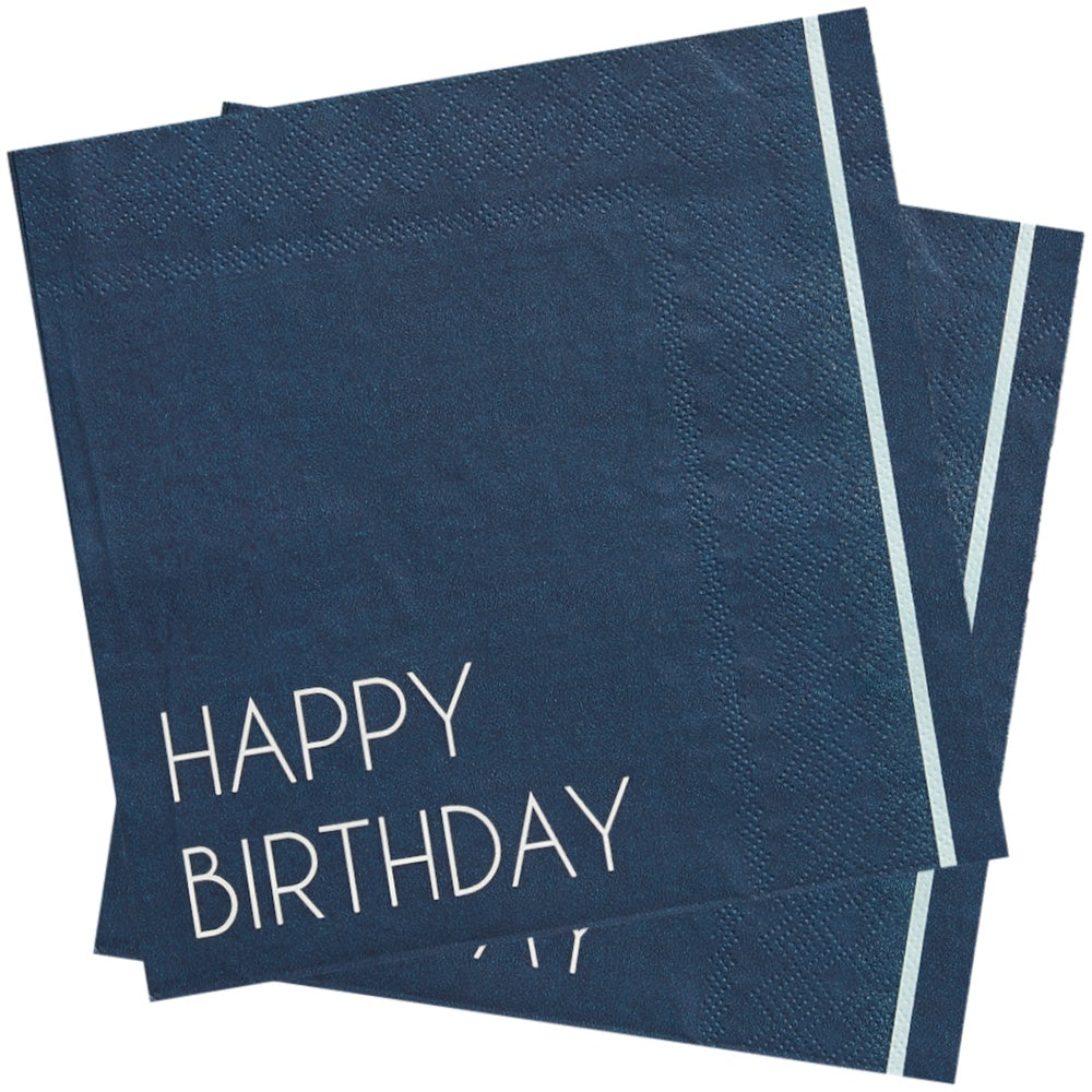 Navy Happy Birthday Paper Napkins