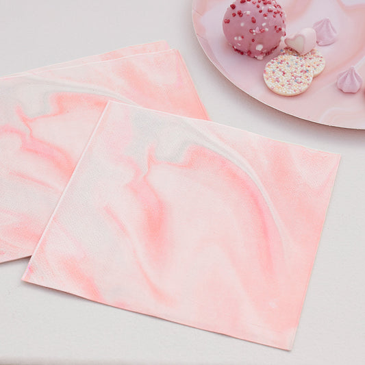 Pink Marble Print Paper Napkins