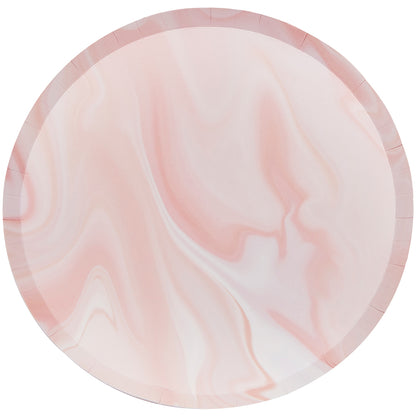 Pink Marble Print Paper Plates
