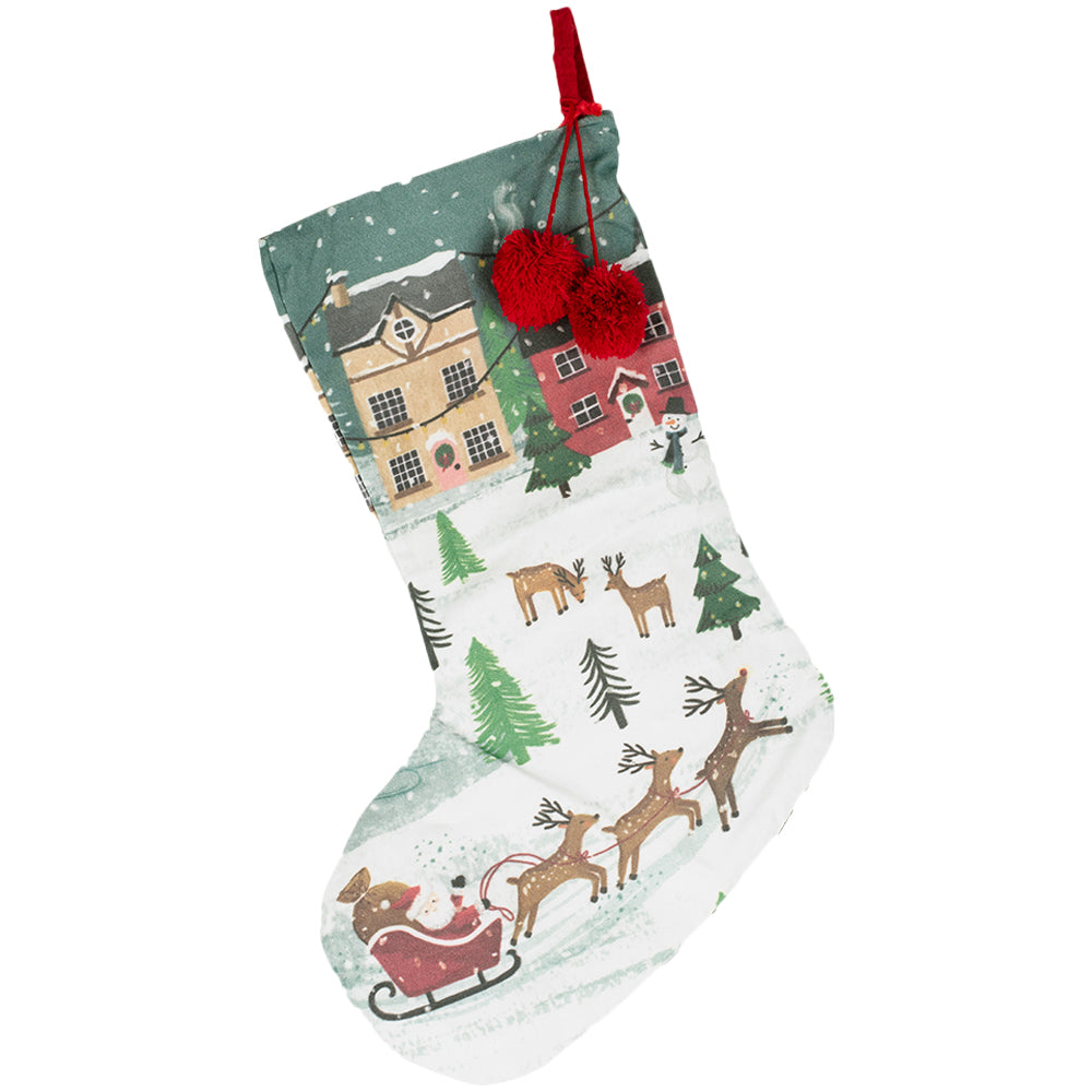 Festive Scene Christmas Stocking