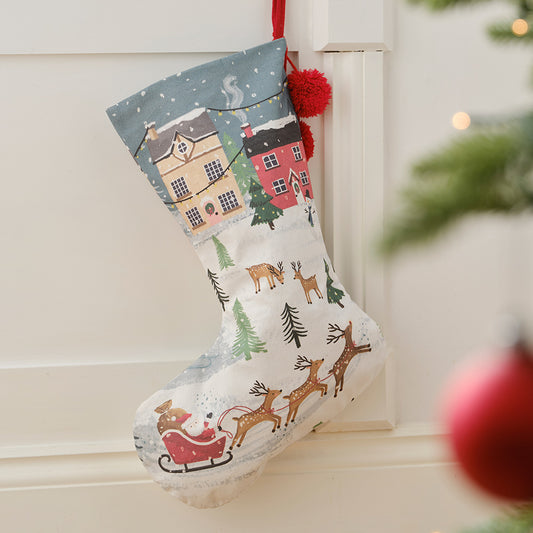 Festive Scene Christmas Stocking