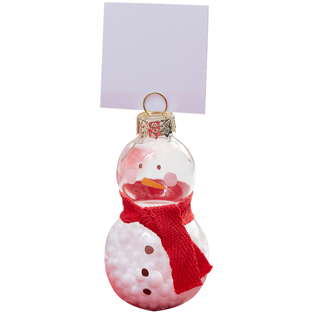 Glass Snowman Christmas Place Card Holders