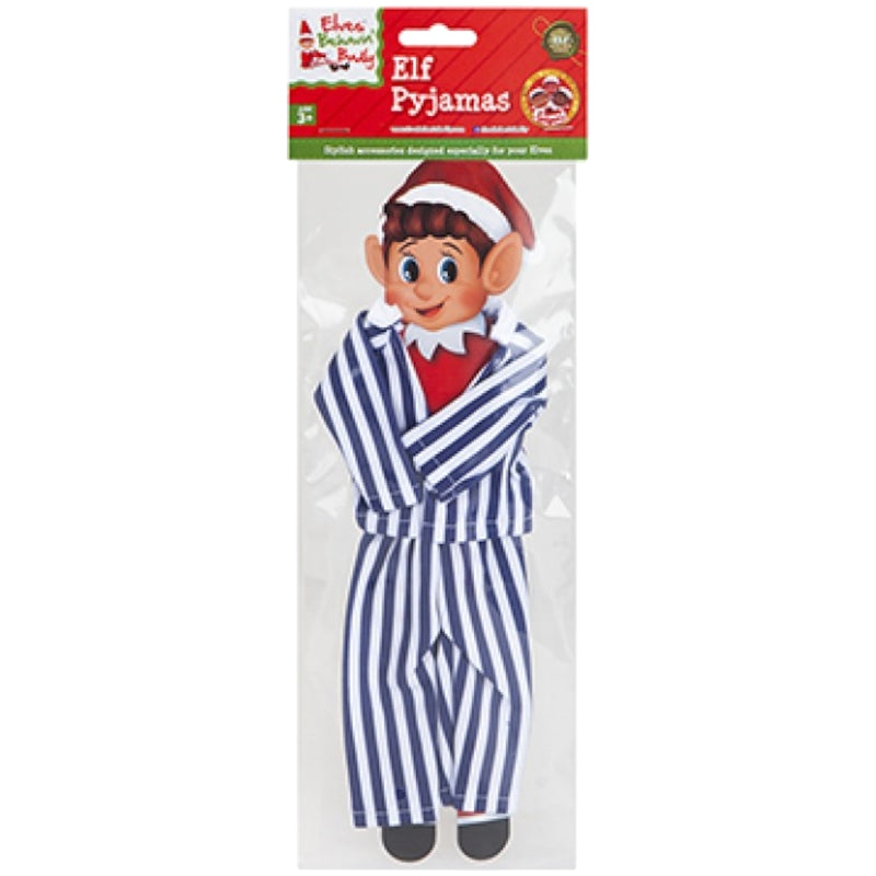Naughty Elf Striped Pyjamas - Blue