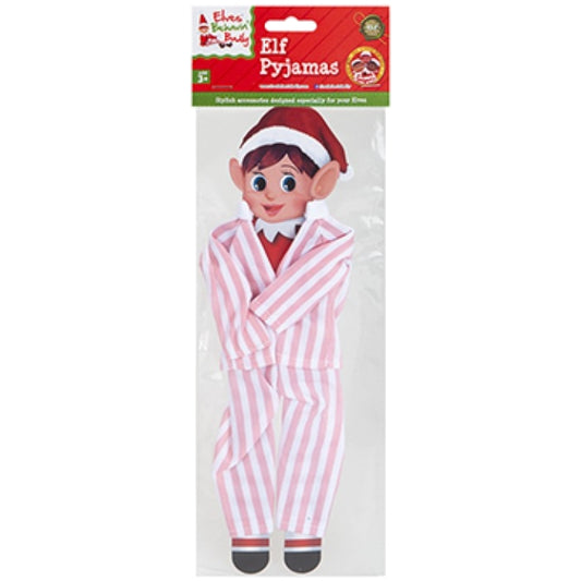 Naughty Elf Striped Pyjamas - Pink
