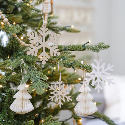 Wooden Snowflake & Honeycomb Tree Christmas Hanging Decorations