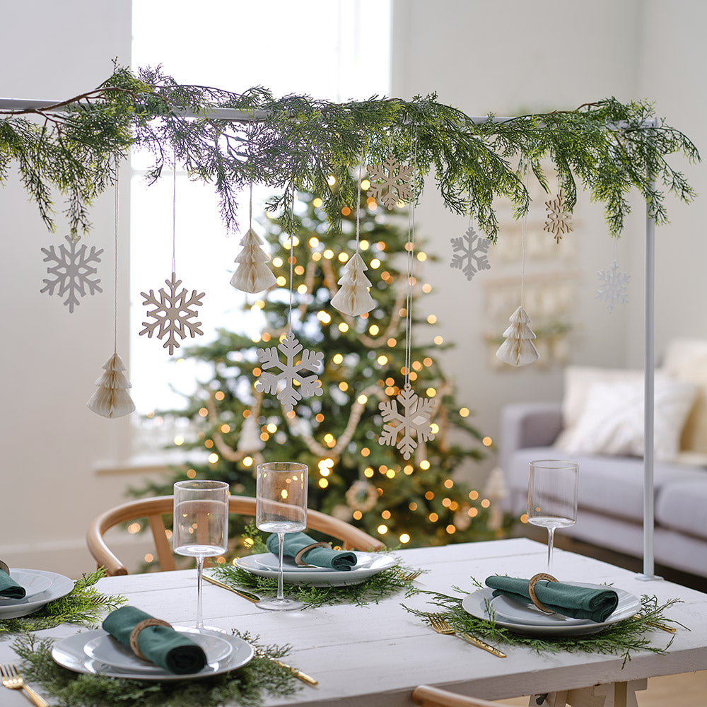 Wooden Snowflake & Honeycomb Tree Christmas Hanging Decorations