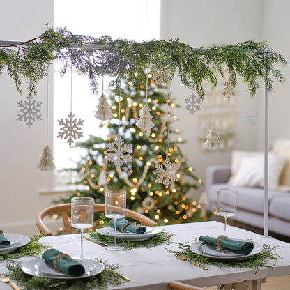 Wooden Snowflake & Honeycomb Tree Christmas Hanging Decorations