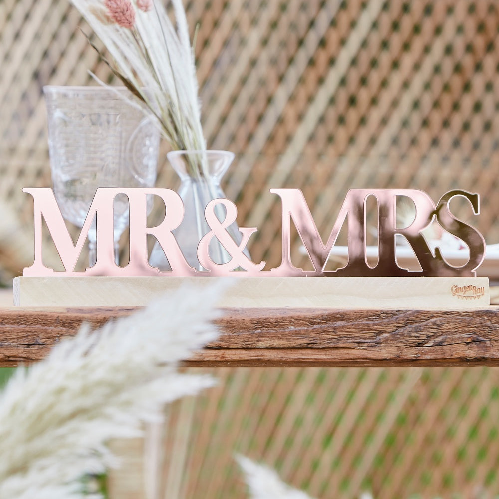 Rose Gold Acrylic Mr and Mrs Sign