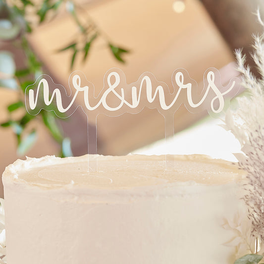 Mr & Mrs Acrylic Wedding Cake Topper