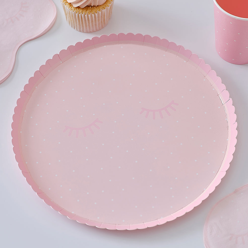 Pink Polka Dot Pamper Party Paper Plates