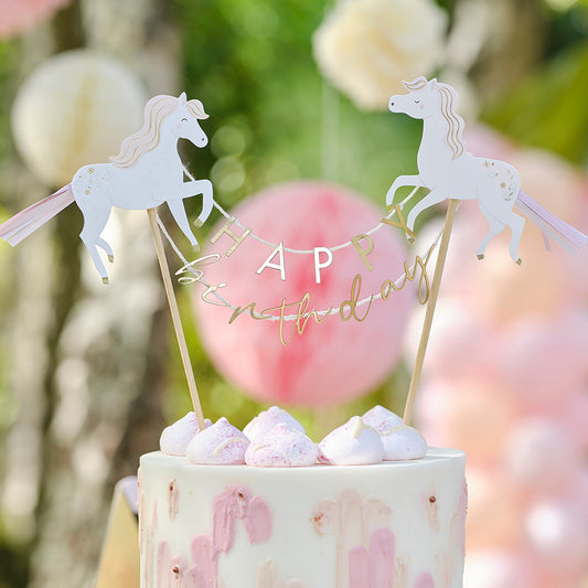 Princess Unicorn Happy Birthday Cake Topper