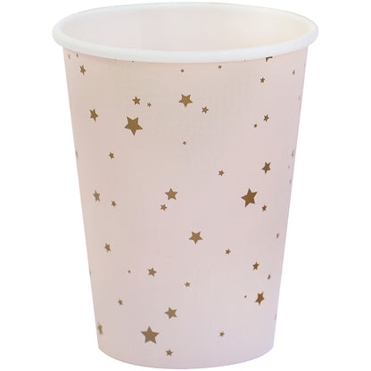 Pink and Gold Star Paper Party Cups