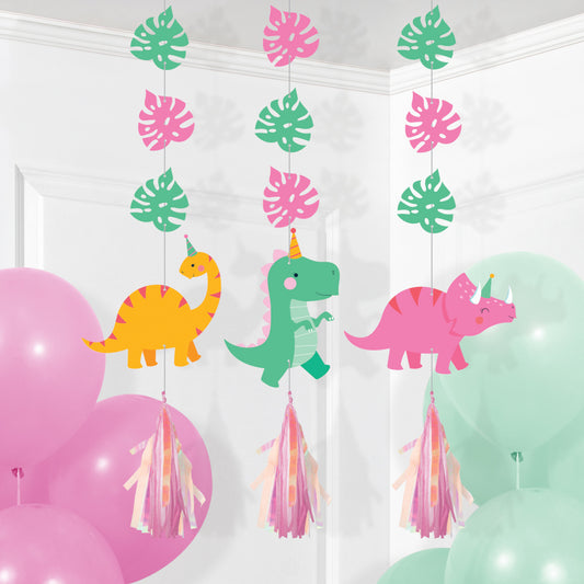 Girl Dino Hanging Cutouts with Tassels