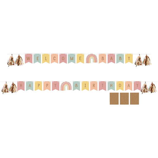 Boho Rainbow Shaped Ribbon Banner with Stickers