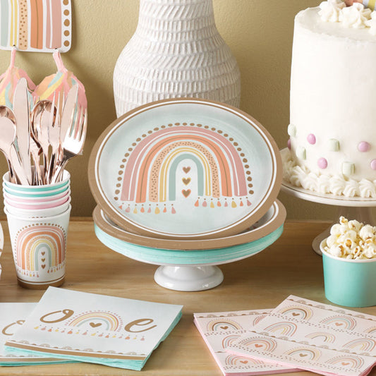 Boho Rainbow Paper Dinner Plates